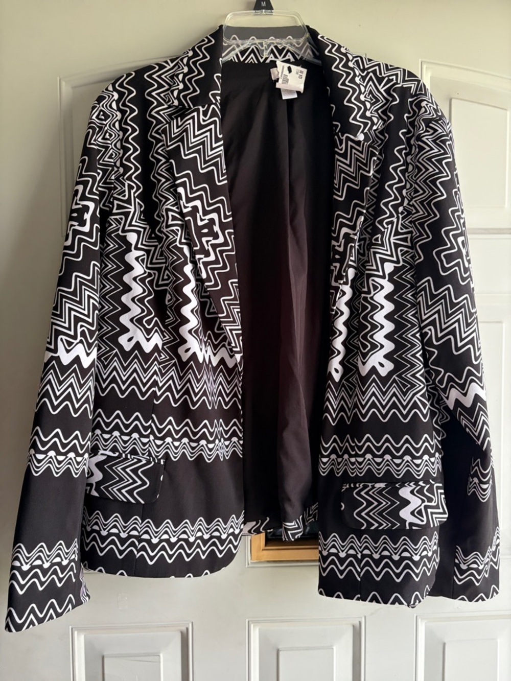 NWT Chico’s Black & White Zig Zag Women's Blazer Jacket - Size 4X